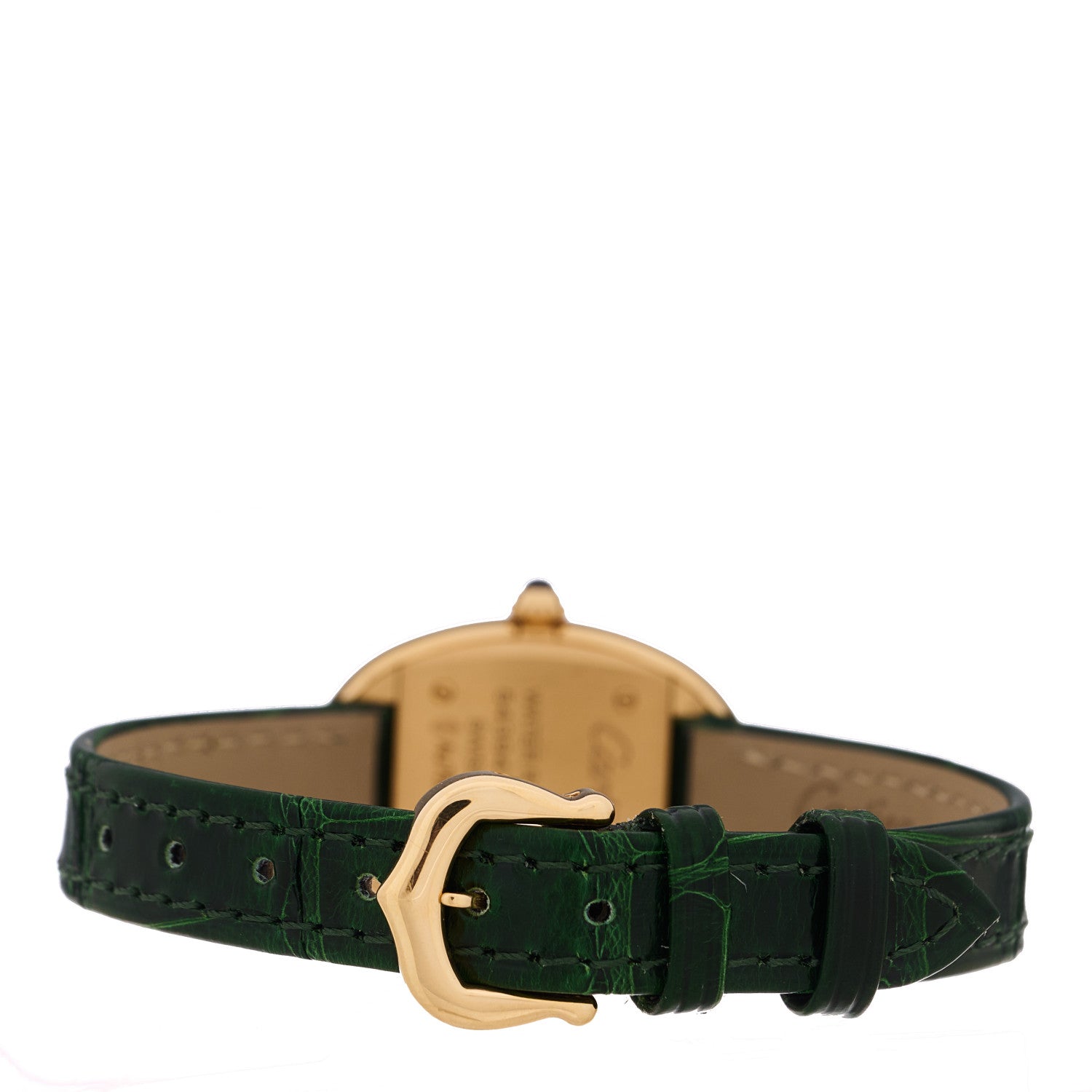 Cartier 18K Yellow Gold Alligator 23mm Baignoire Quartz Watch Green 3 of 5