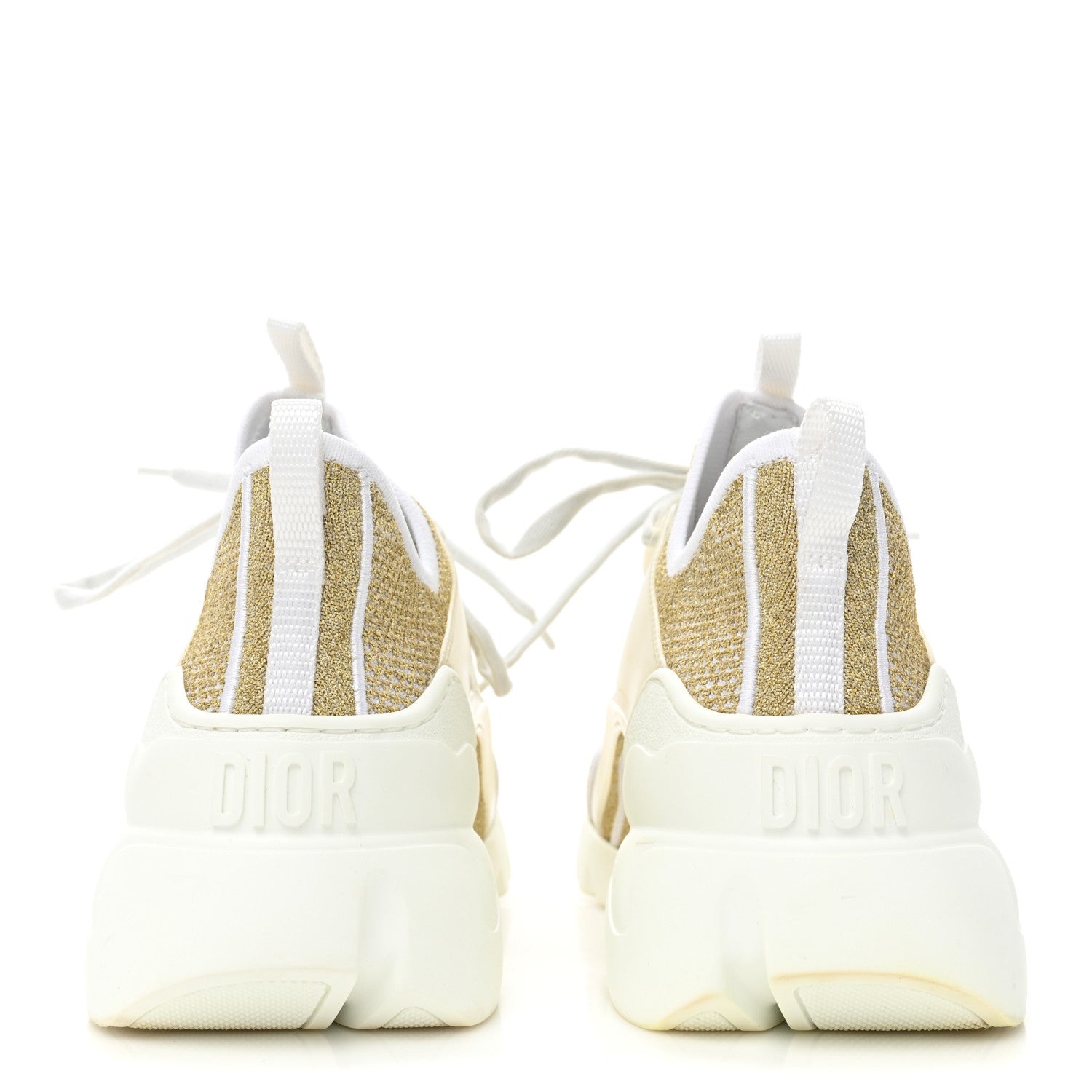 Christian Dior Laminated Knit D-Connect Sneakers 38 Gold 4 of 10