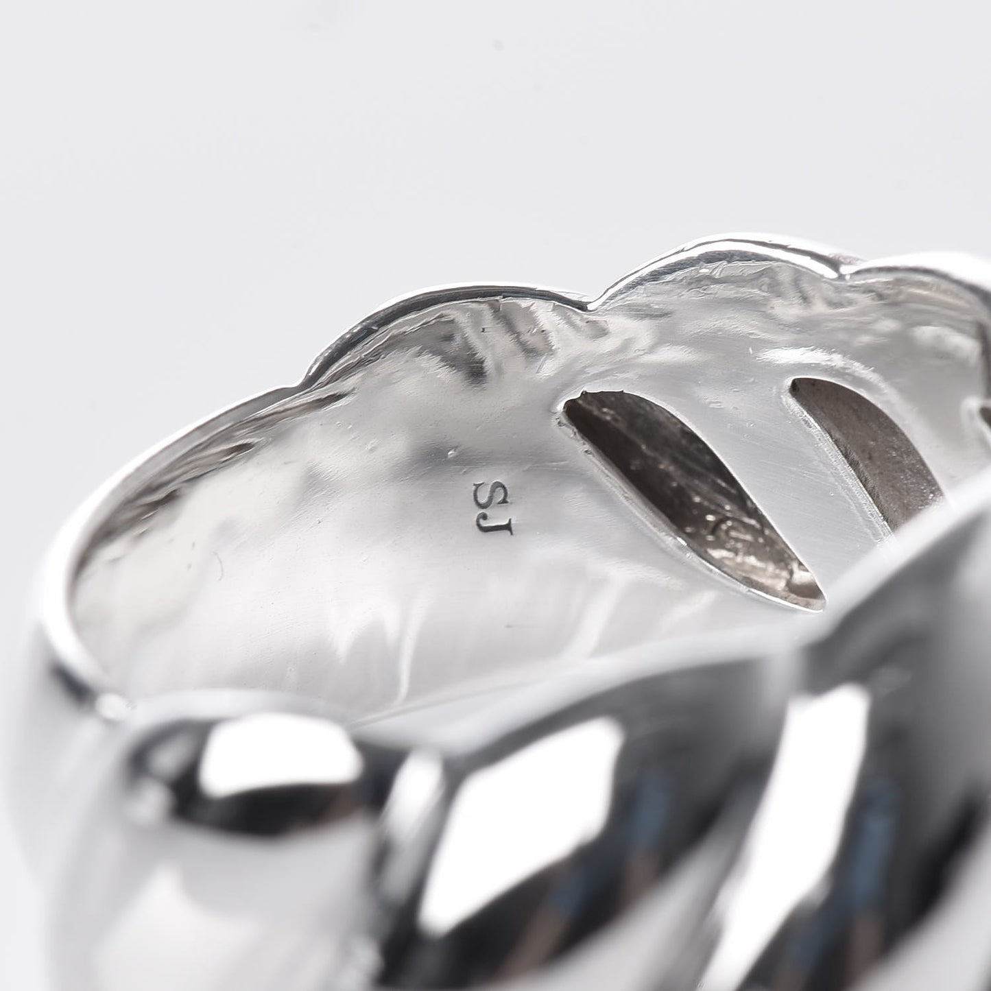 Sterling Silver Diamond Sculpted Cable Ring 54 6.75