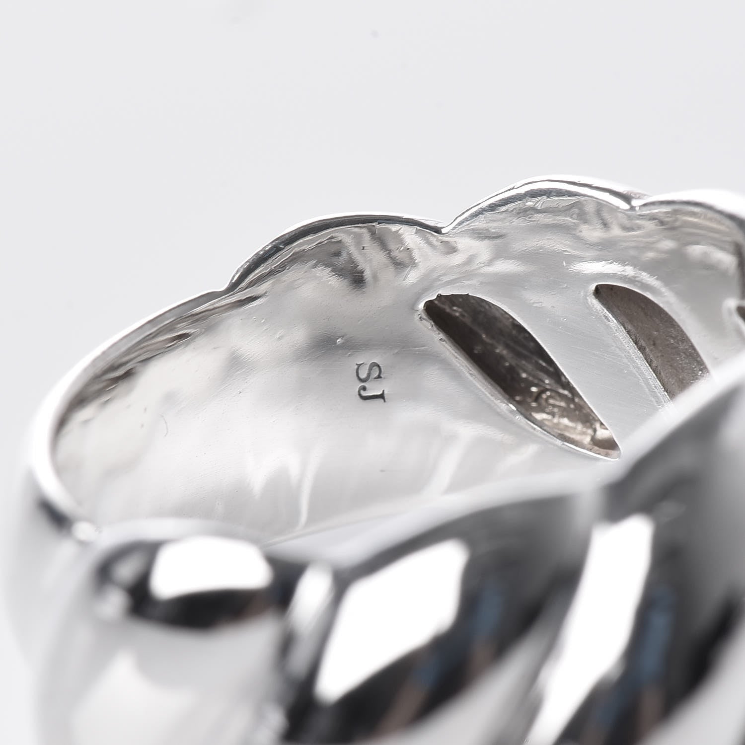 David Yurman Sterling Silver Diamond Sculpted Cable Ring 54 6.75 5 of 5