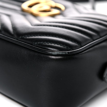 Gucci Calfskin Matelasse Small GG Marmont Chain Shoulder Bag Black 11 of 13