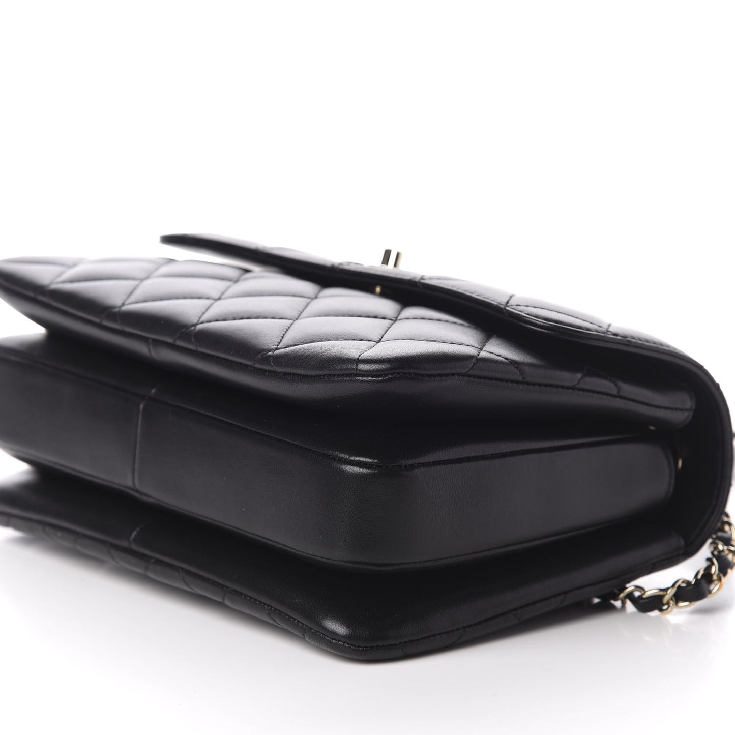 Lambskin Quilted Small Trendy CC Dual Handle Flap Bag Black