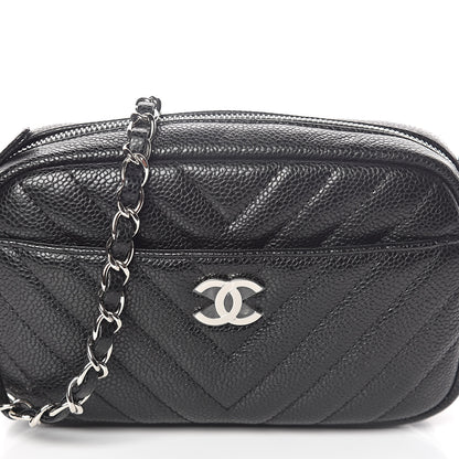 Chanel Caviar Chevron Quilted Camera Case Black 8 of 11