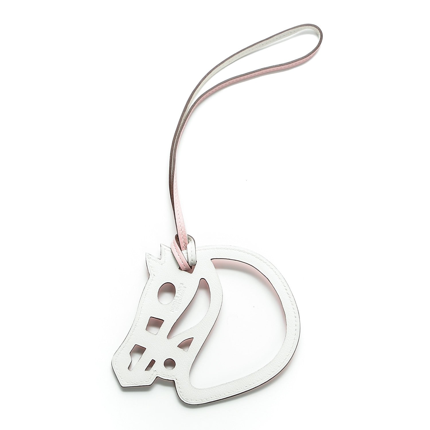 Hermes Swift Paddock Cheval Horse Bag Charm White Rose Sakura 2 of 4
