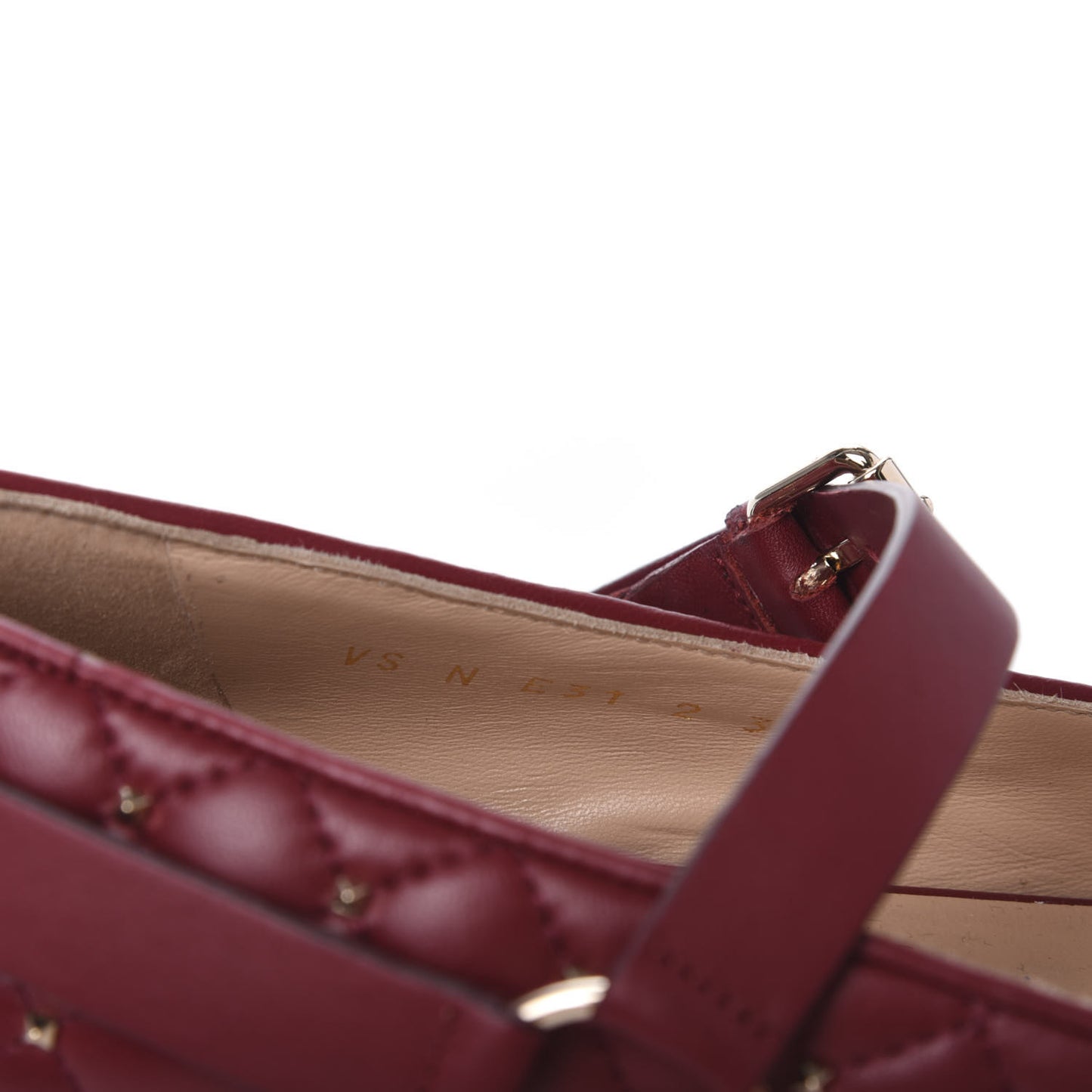 Lambskin Rockstud Spike Captoe Ballerina Flats 37.5 Rubin Gold