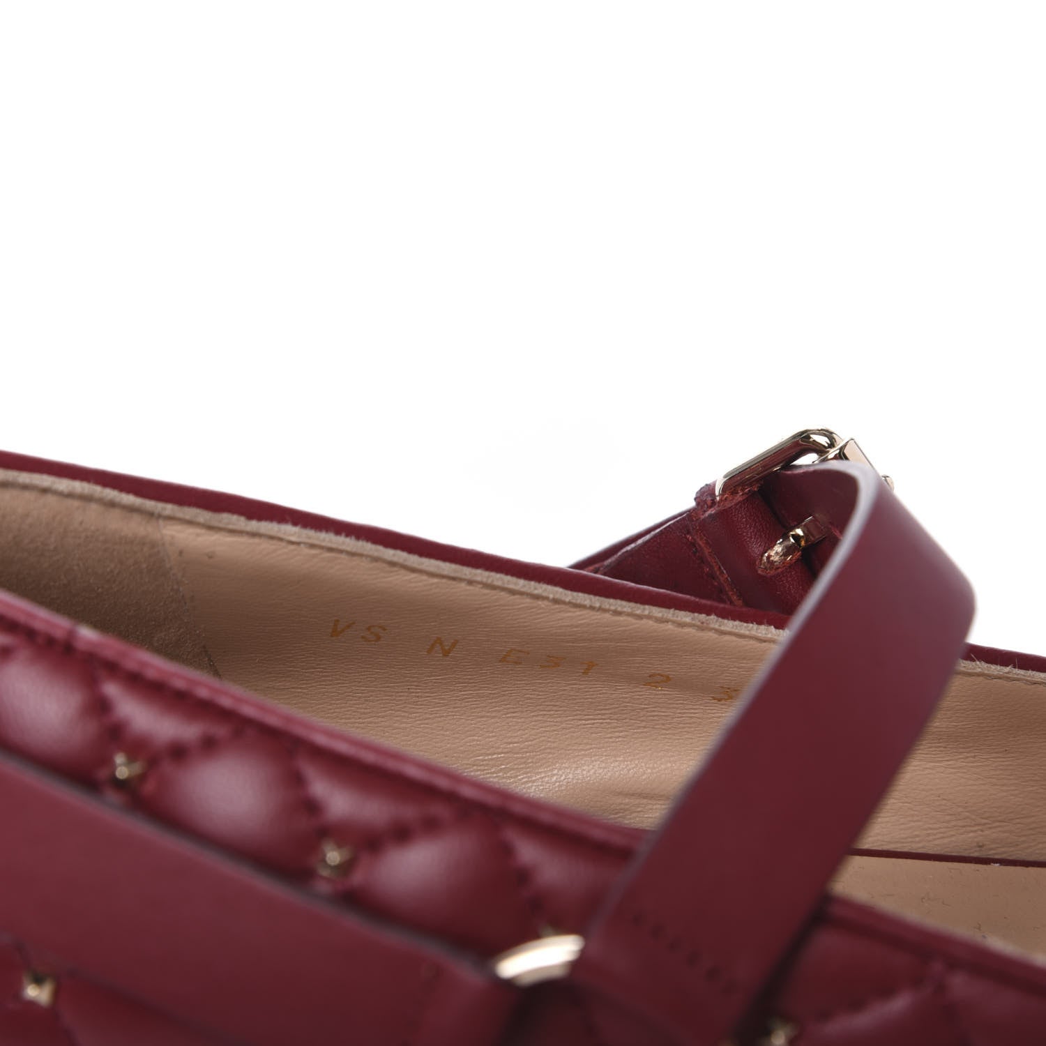 Valentino Garavani Lambskin Rockstud Spike Captoe Ballerina Flats 37.5 Rubin Gold 8 of 8