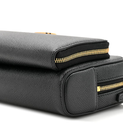 Christian Dior Grained Calfskin Caro Double Pouch Black 10 of 11