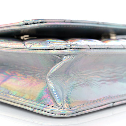 Chanel Iridescent Goatskin Quilted Wallet On Chain WOC Silver 9 of 11