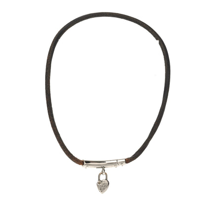 Hermes Natural Bridle Annee De La Fantaisie Heart Cadena Lock Necklace Black 1 of 6