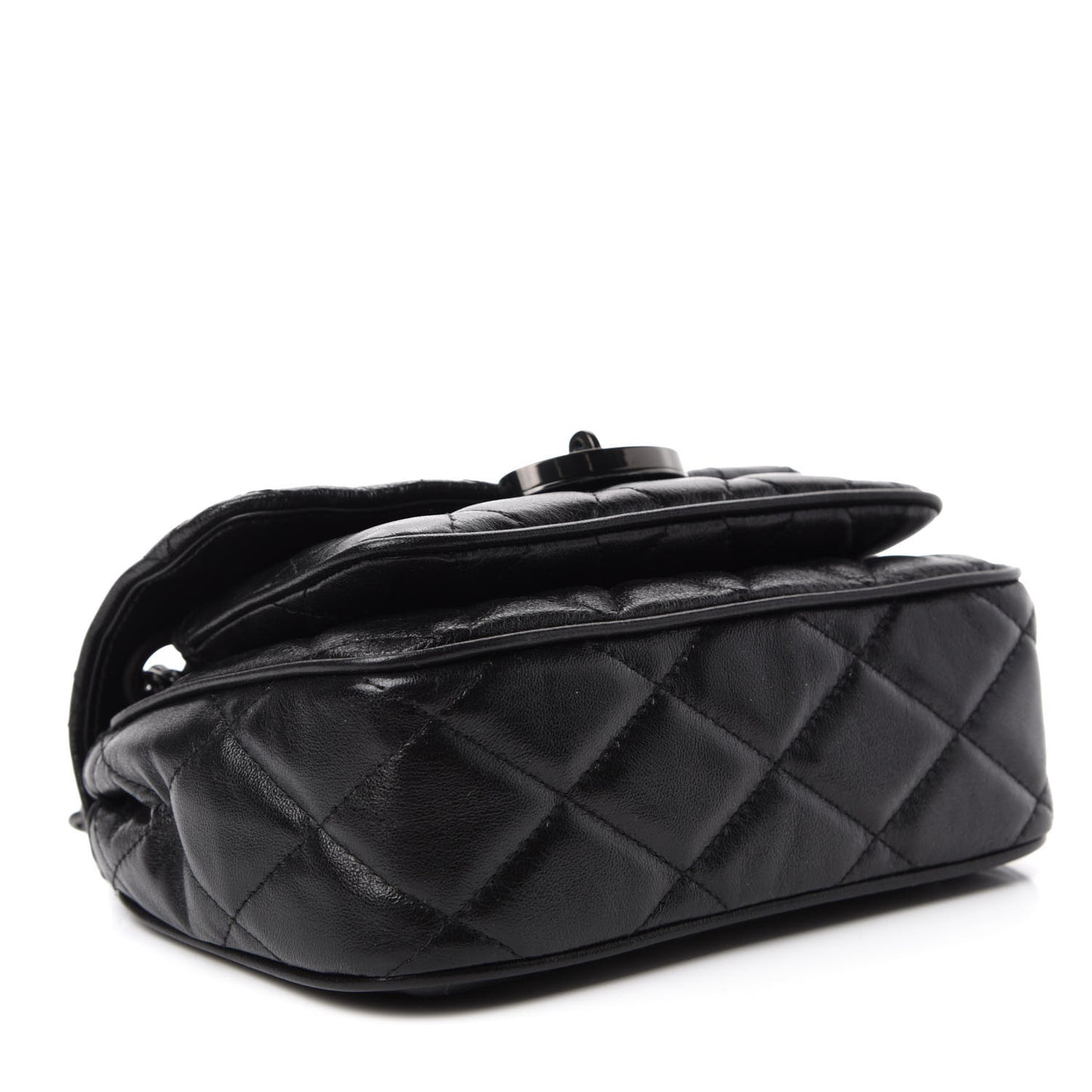 Shiny Calfskin Quilted Mini Darley Shoulder Bag Black