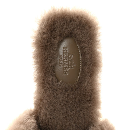 Hermes Woolskin Oran Sandals 39 Etoupe 7 of 8