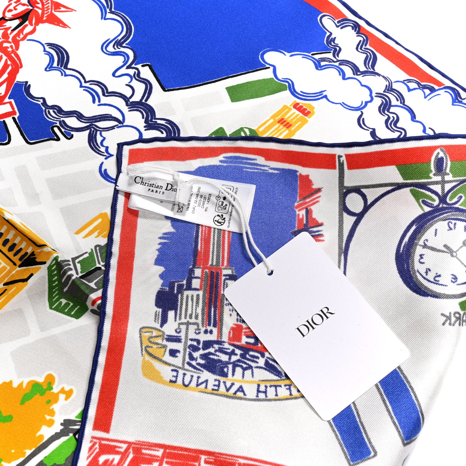 kanako Dior、CHANEL2点おまとめ買い Christian Dior Silk New York 70 Square Scarf White Multicolor