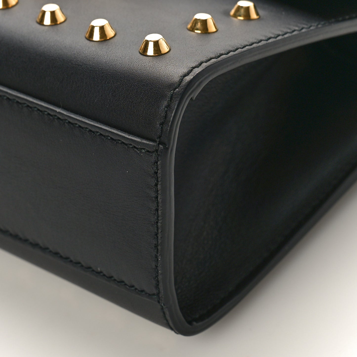 Calfskin Studded Small Padlock Shoulder Bag Black