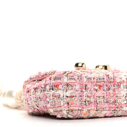 Chanel Tweed Mini Pearl Handle Flap Pink Beige Orange Ecru 9 of 11