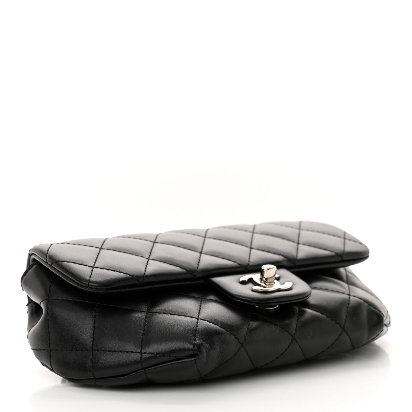 Calfskin Quilted CC Uniform Flap Belt Bag Black
