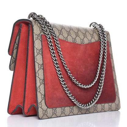 Gucci GG Supreme Monogram Suede Cudu Medium Dionysus Shoulder Bag Beige Ebony Vulcanic Red 3 of 11