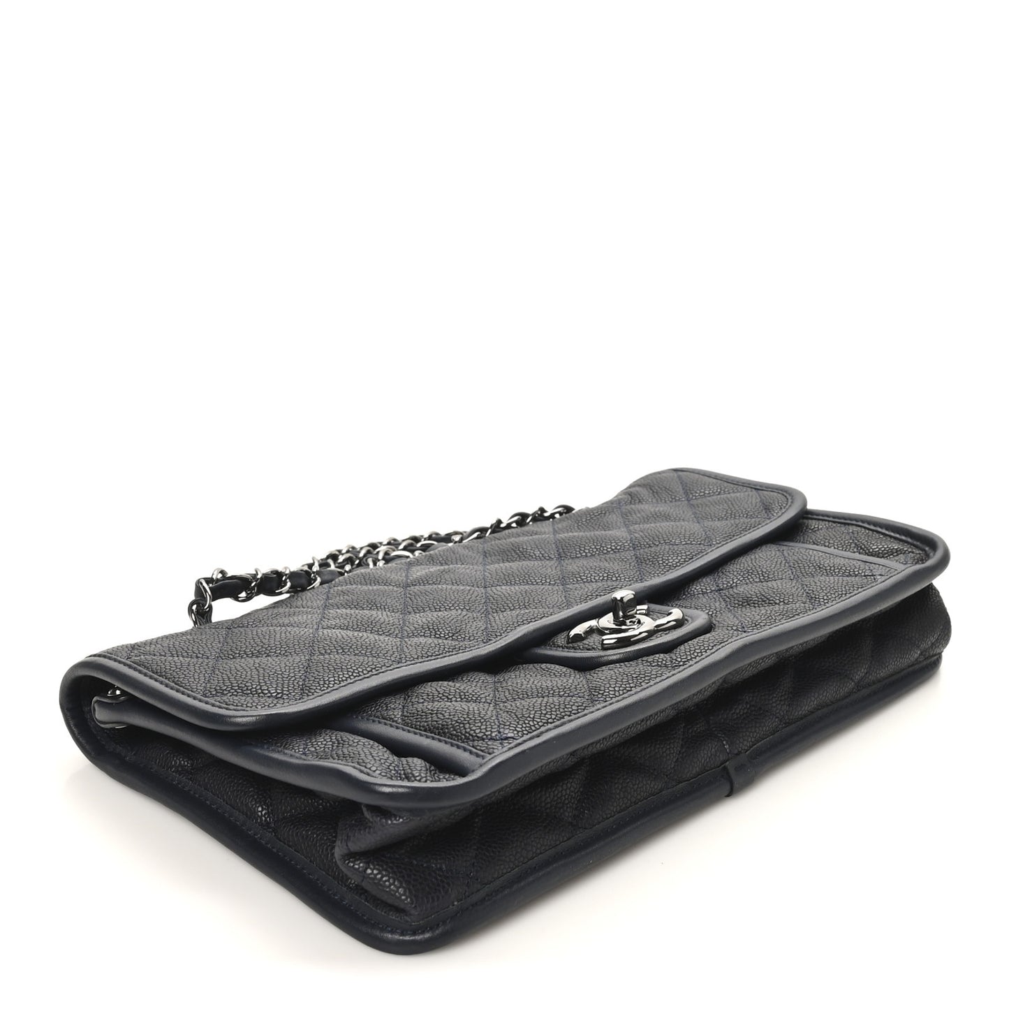 Caviar Quilted Medium French Riviera Flap Dark Navy Blue