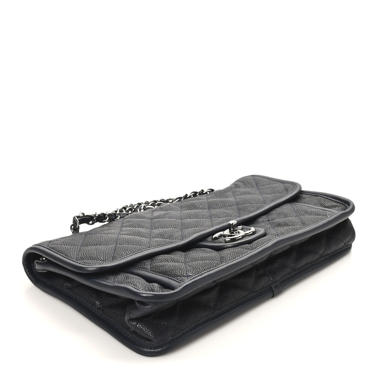 Chanel Caviar Quilted Medium French Riviera Flap Dark Navy Blue 4 of 10