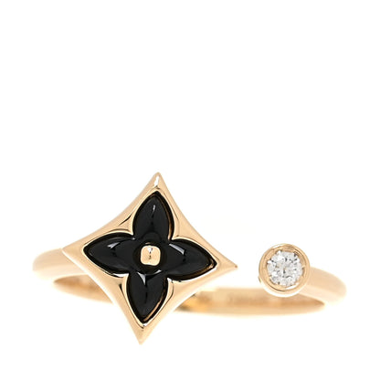 Louis Vuitton 18K Yellow Gold Diamond Black Onyx Color Blossom Mini Star Ring 54 6.75 1 of 7