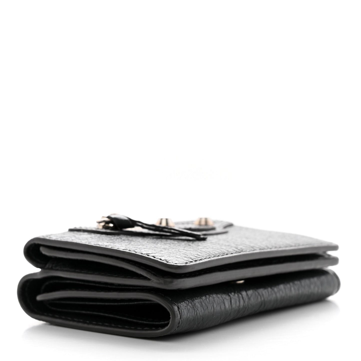 Agneau Classic Silver Hardware Mini Wallet Gris Fossile