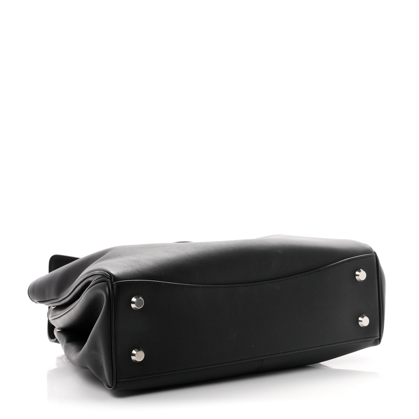 Natural Smooth Calfskin Medium Rodeo Top Handle Handbag Black