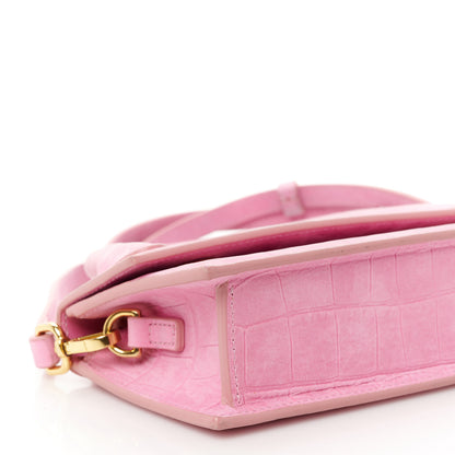 Jacquemus Nubuck Crocodile Embossed Le Chiquito Long Pink 7 of 8