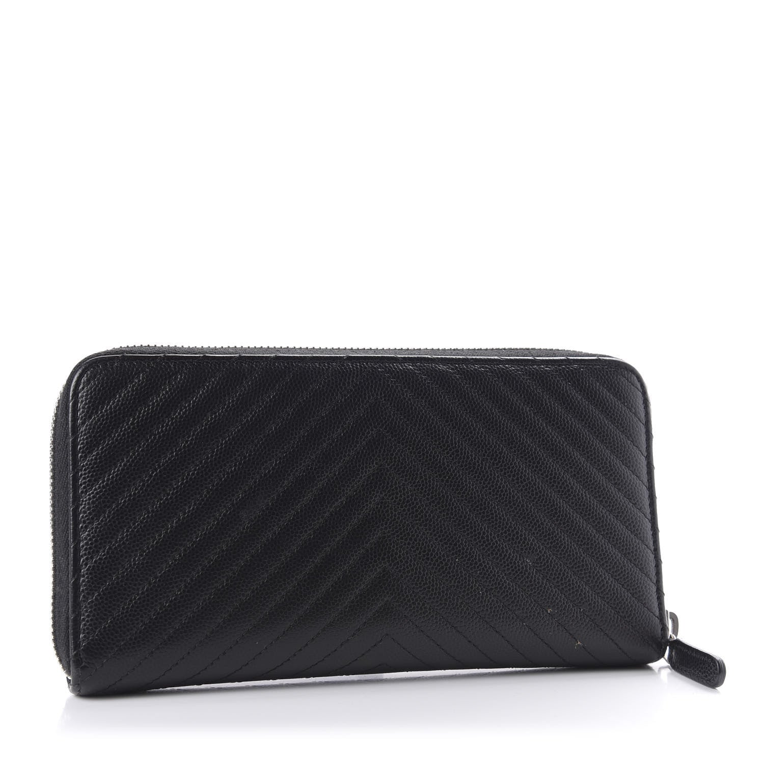 Chanel Caviar Chevron Quilted Large Gusset Zip Around Wallet Black 3 of 10