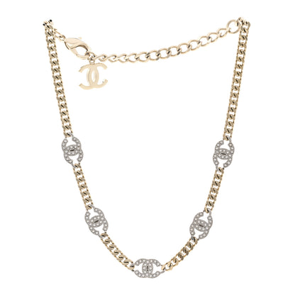 Chanel Crystal Chain CC Link Choker Gold Silver 3 of 6