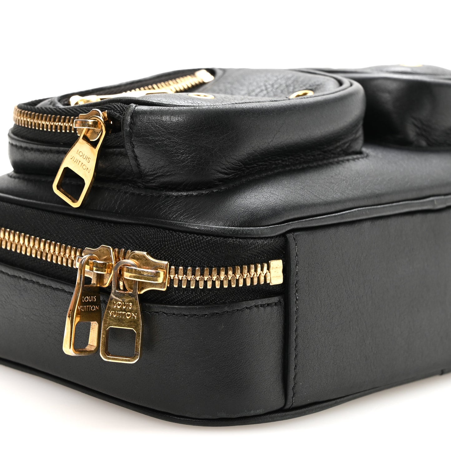 Calfskin Monogram Embossed Utility Crossbody Black