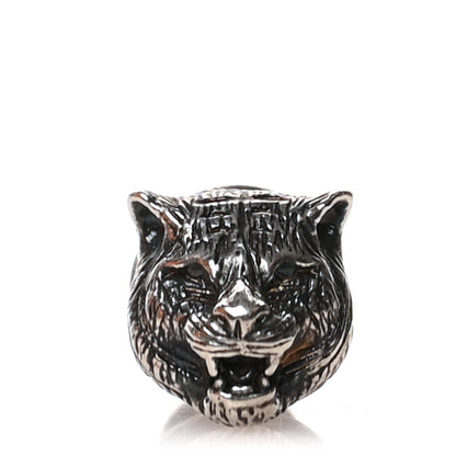 Gucci Metal Feline Head Brooch Aged Silver 1 of 4