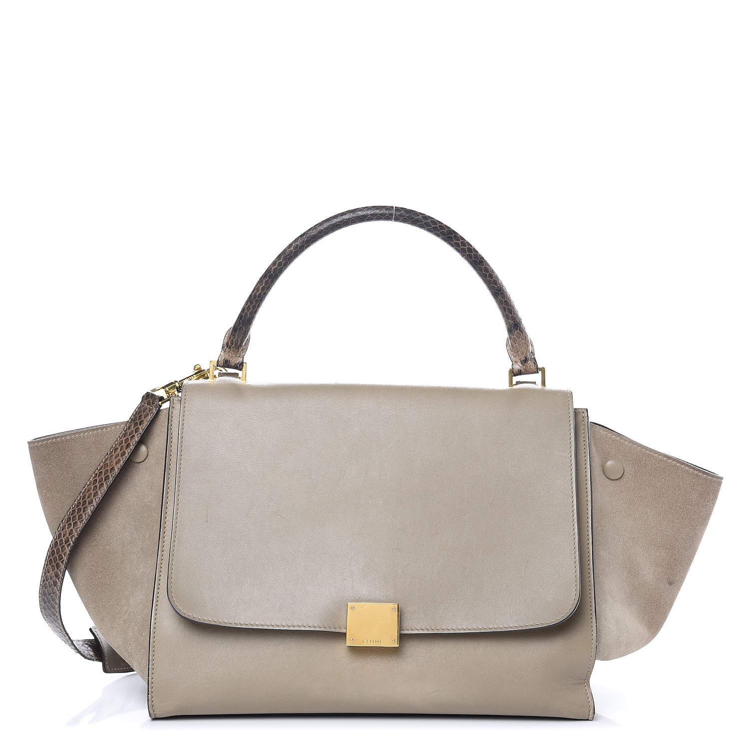Celine Calfskin Suede Whipsnake Medium Trapeze Taupe 1 of 22