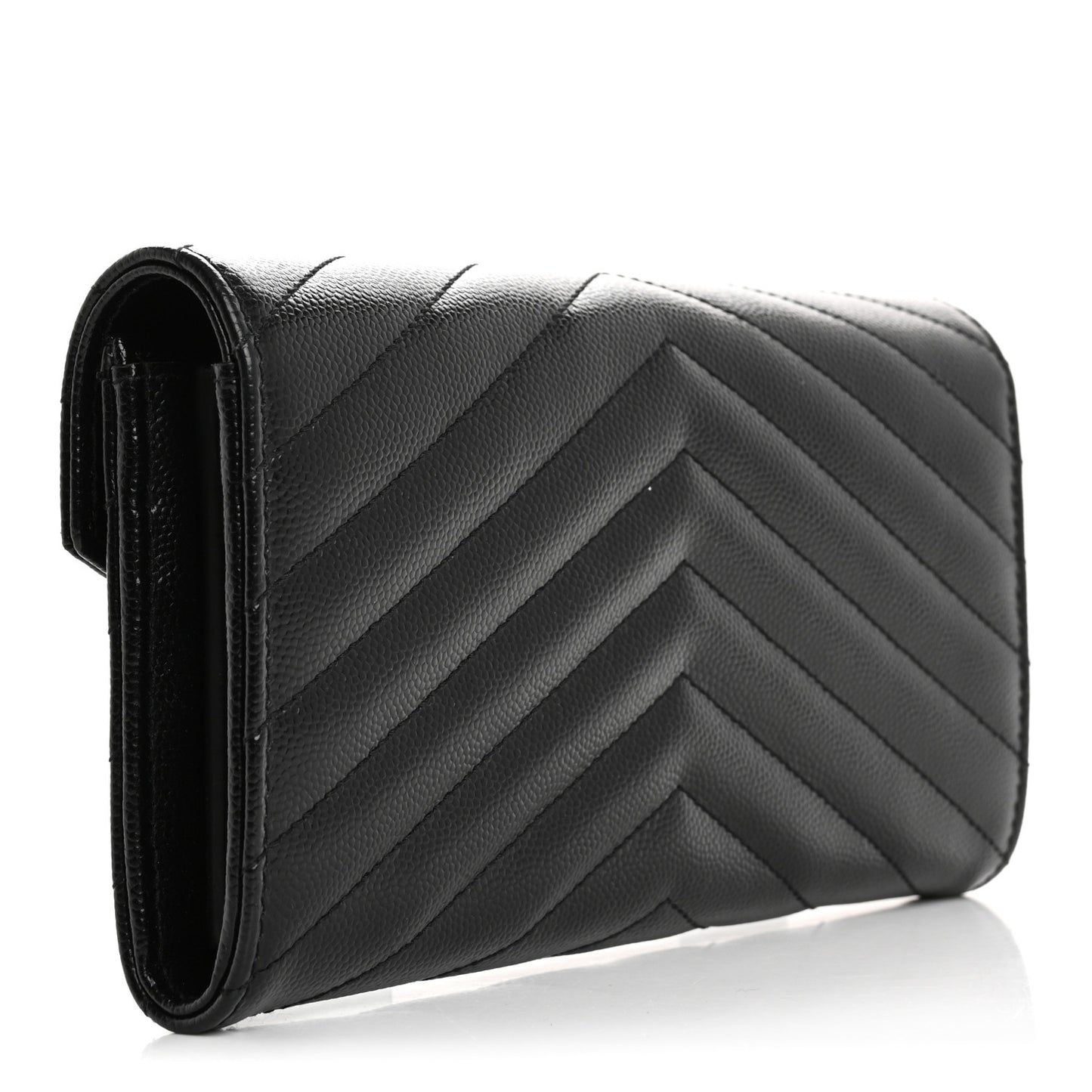 Grain De Poudre Matelasse Chevron Monogram Flap Wallet Black