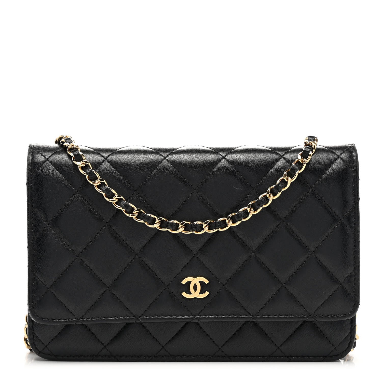 Chanel Lambskin Quilted Wallet On Chain WOC Black 1 of 11