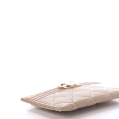 Chanel Lambskin Quilted Boy Card Holder Beige 8 of 10