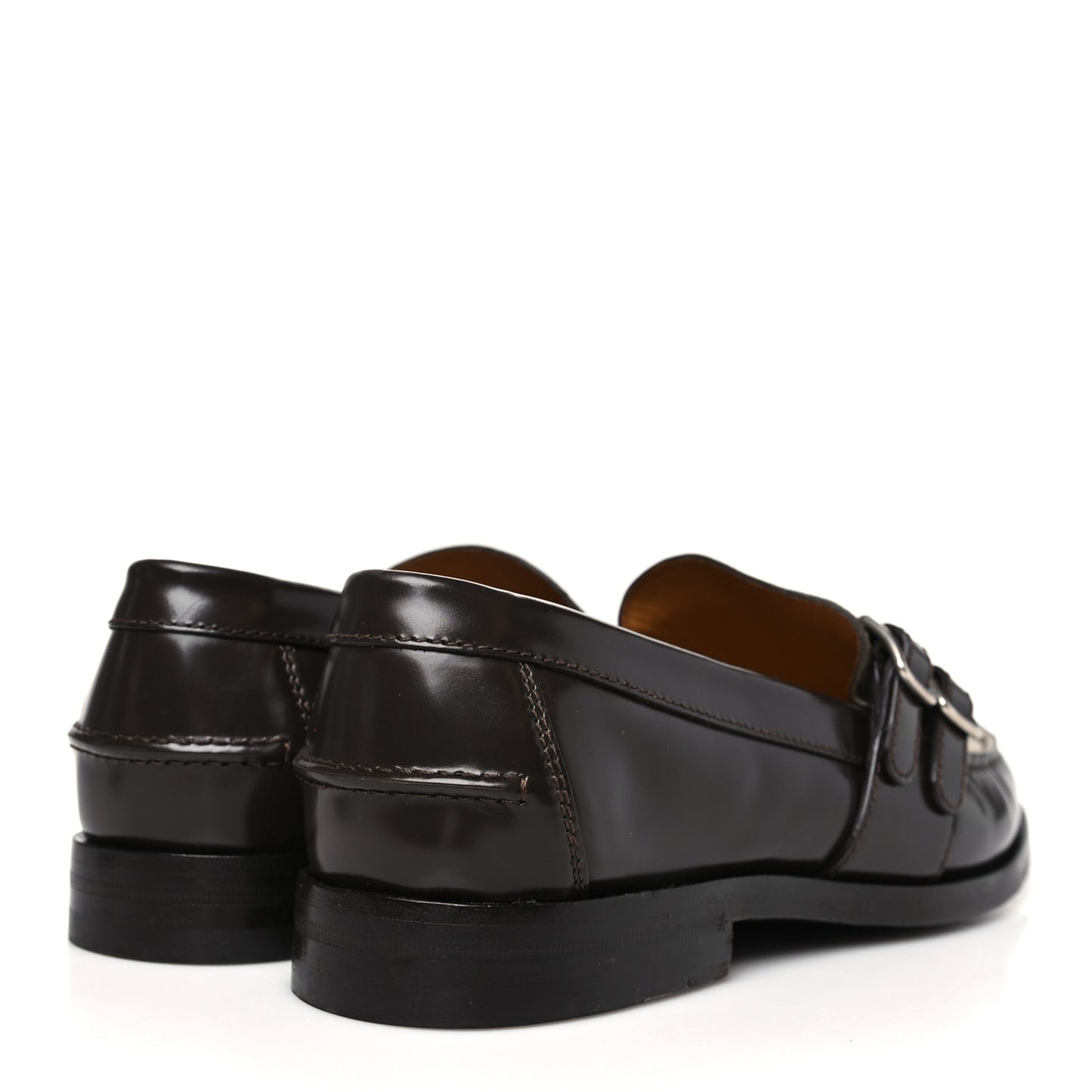 GG Supreme Monogram Mens Double Buckle Loafers 9 Beige Ebony Cocoa