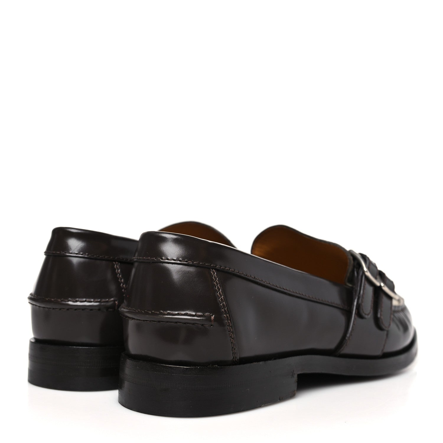 Gucci GG Supreme Monogram Mens Double Buckle Loafers 9 Beige Ebony Cocoa 5 of 10