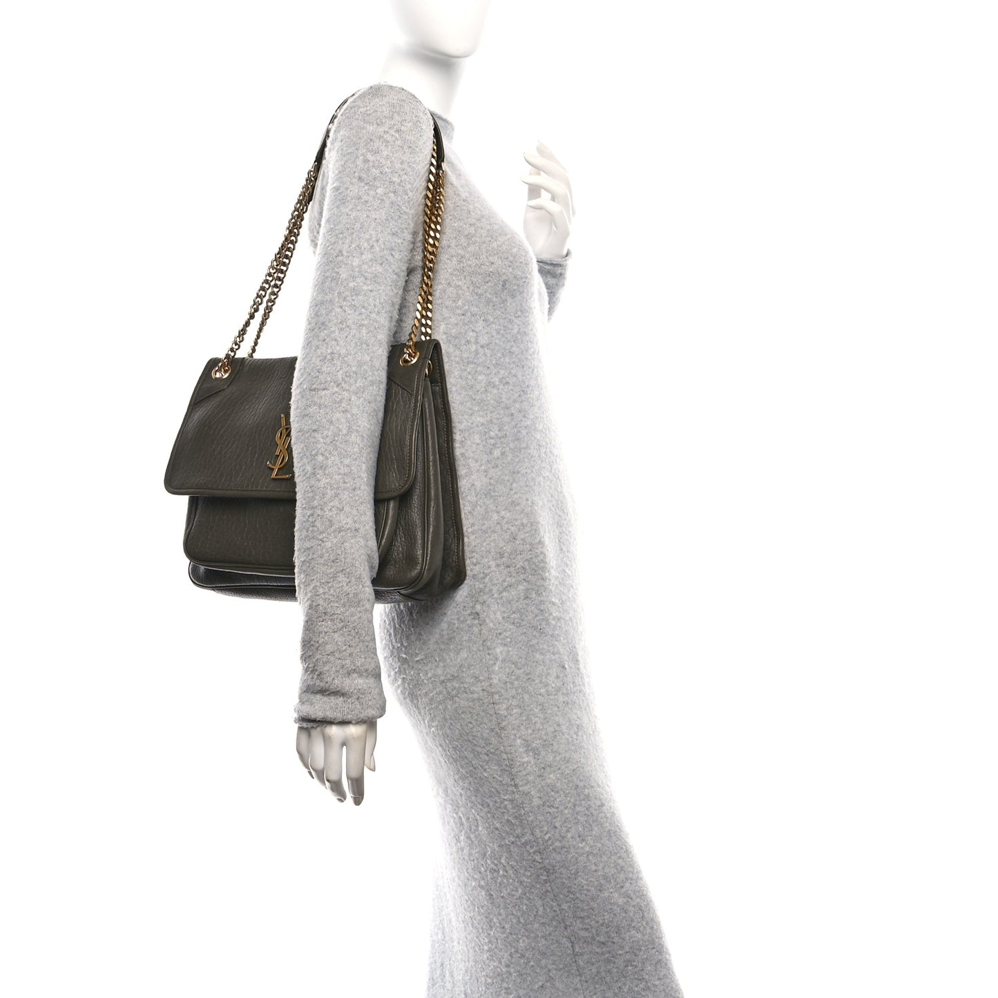 Grained Lambskin Monogram Large Niki Chain Satchel Light Musk