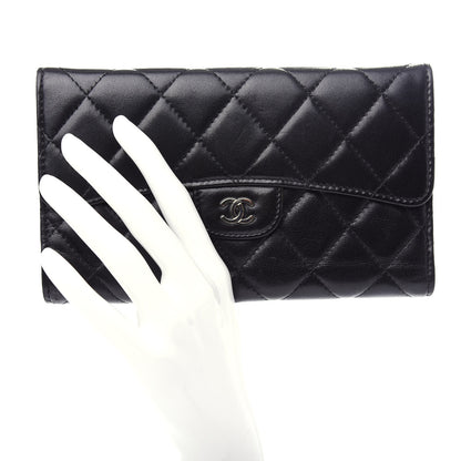 Chanel Lambskin Quilted Large Flap Wallet Black 2 of 8