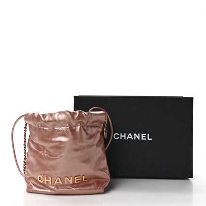 Chanel Metallic Calfskin Quilted Mini Chanel 22 Copper 13 of 13