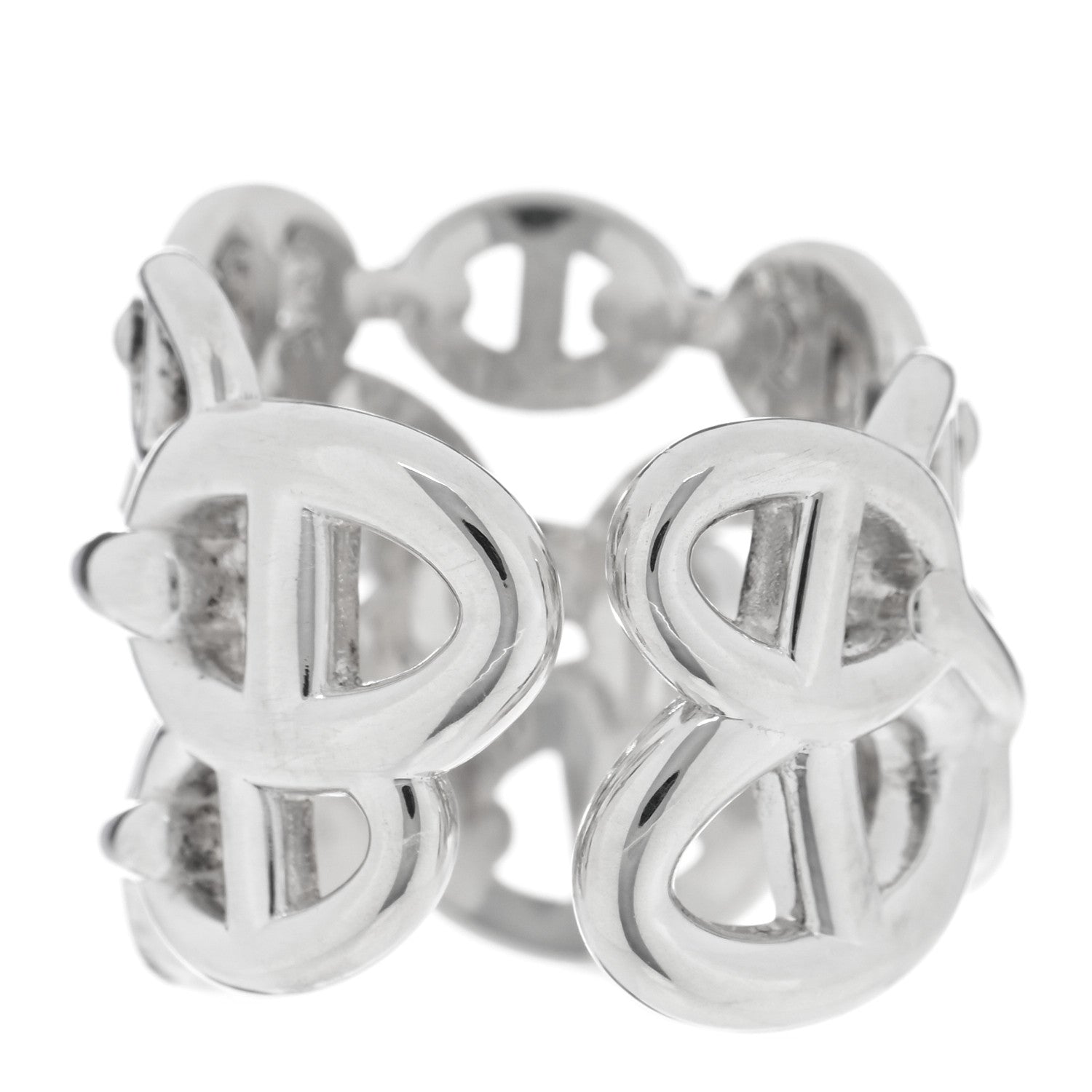 Hermes Sterling Silver GM Chaine d'Ancre Enchainee Band Ring 52 6 3 of 5