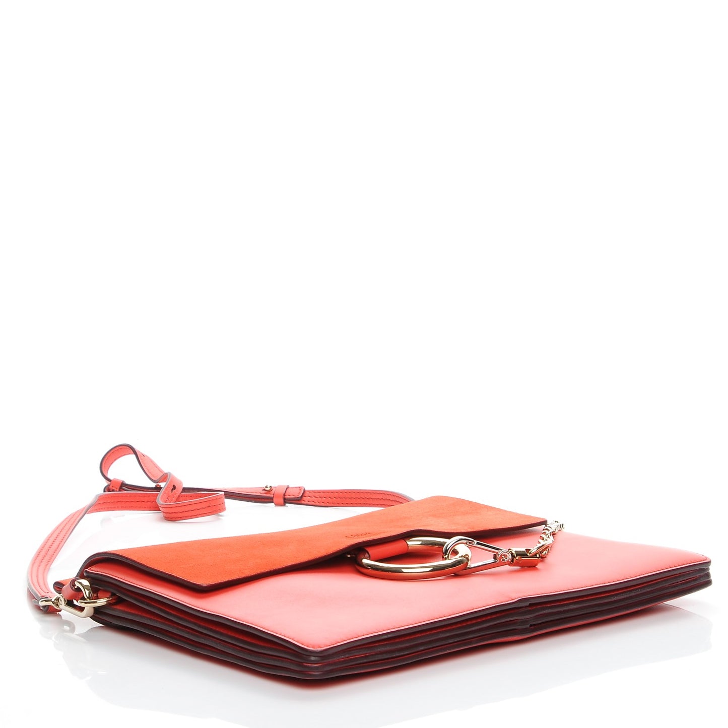 Calfskin Suede Medium Faye Shoulder Bag Orange