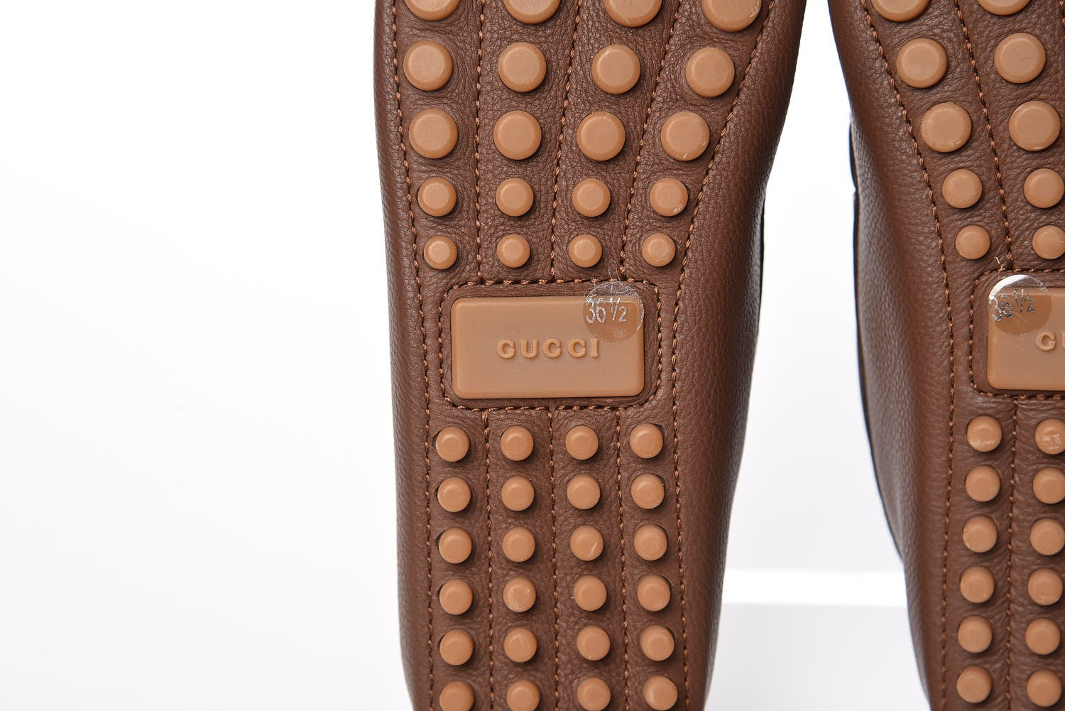 Gucci Hebron Calfskin Womens Bamboo Tassel Driver Loafers 39 New Oak 6 of 10