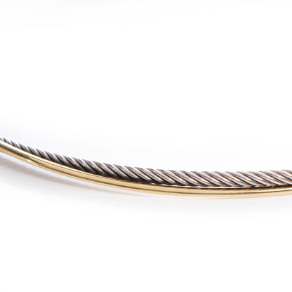 David Yurman Sterling Silver 18K Yellow Gold Crossover Cable Choker Necklace 3 of 5