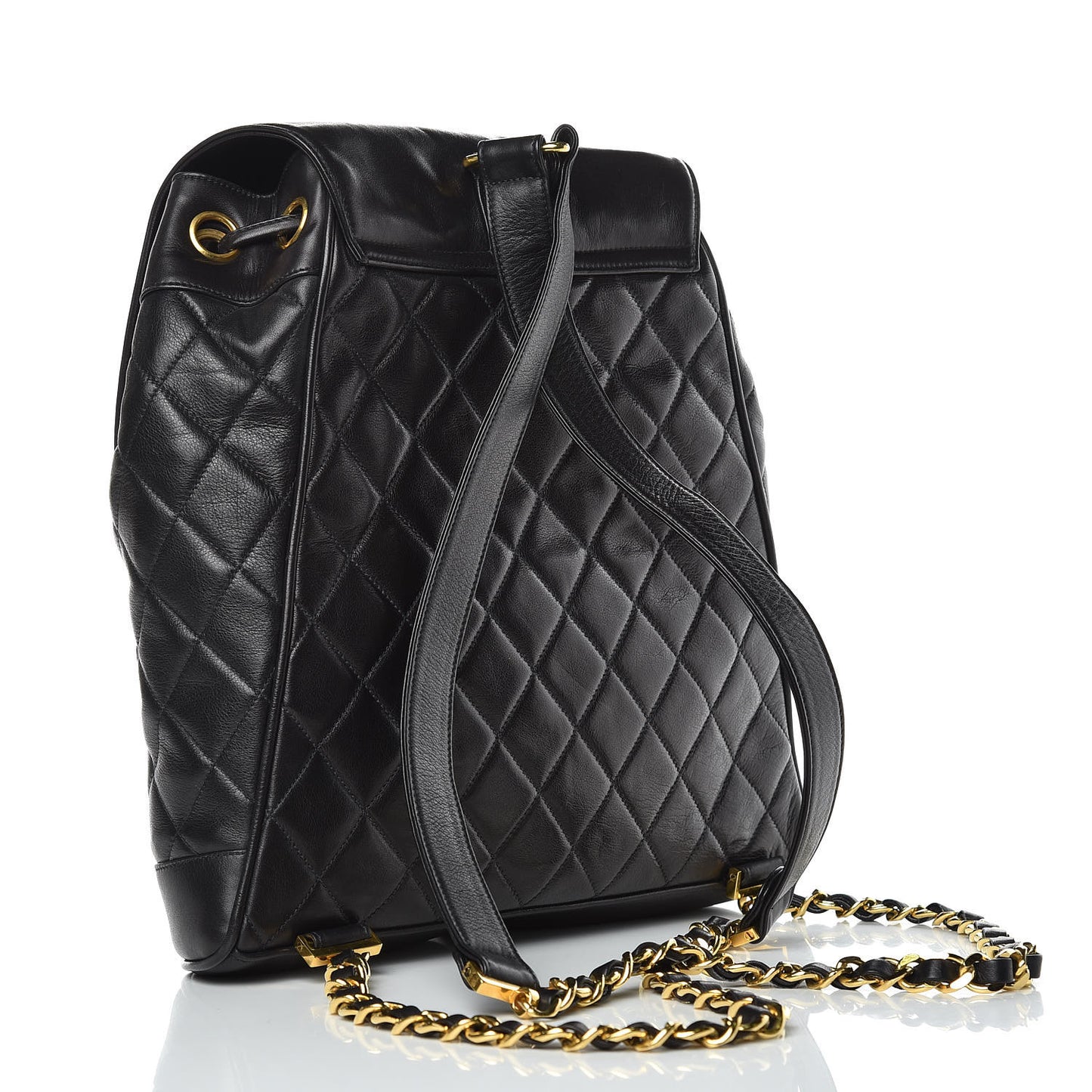 Lambskin Quilted Backpack Black