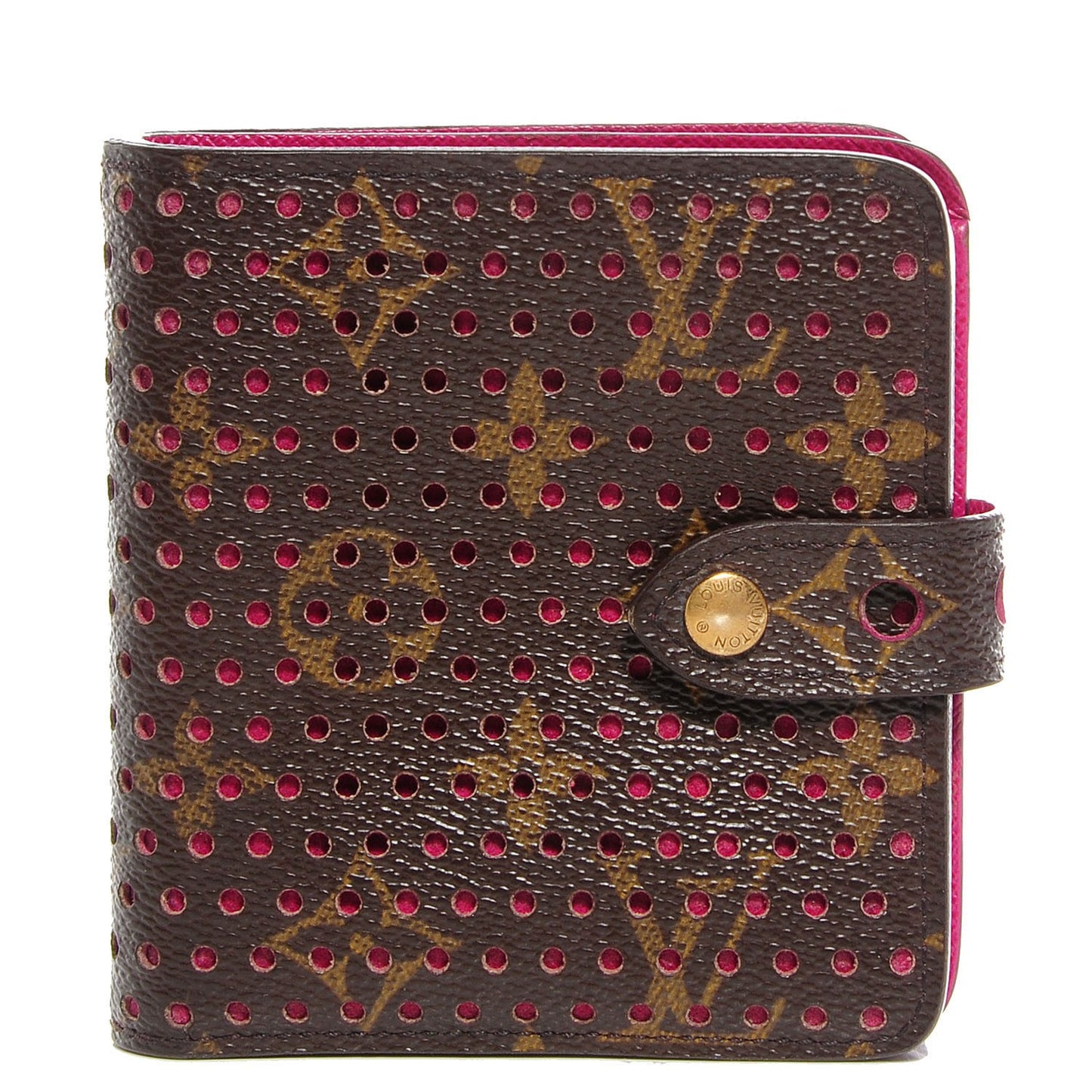 Monogram Perforated Compact Zipped Wallet Fuchsia