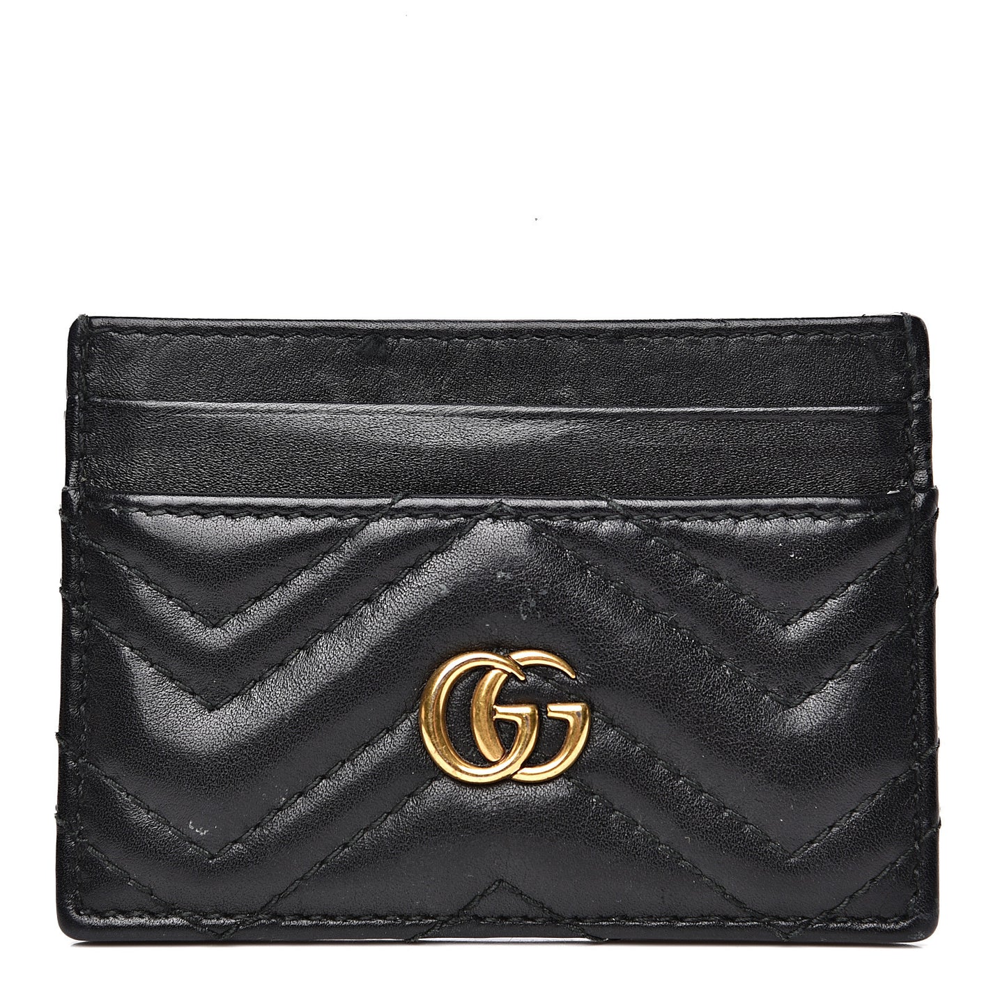 Calfskin Matelasse GG Marmont Card Holder Black