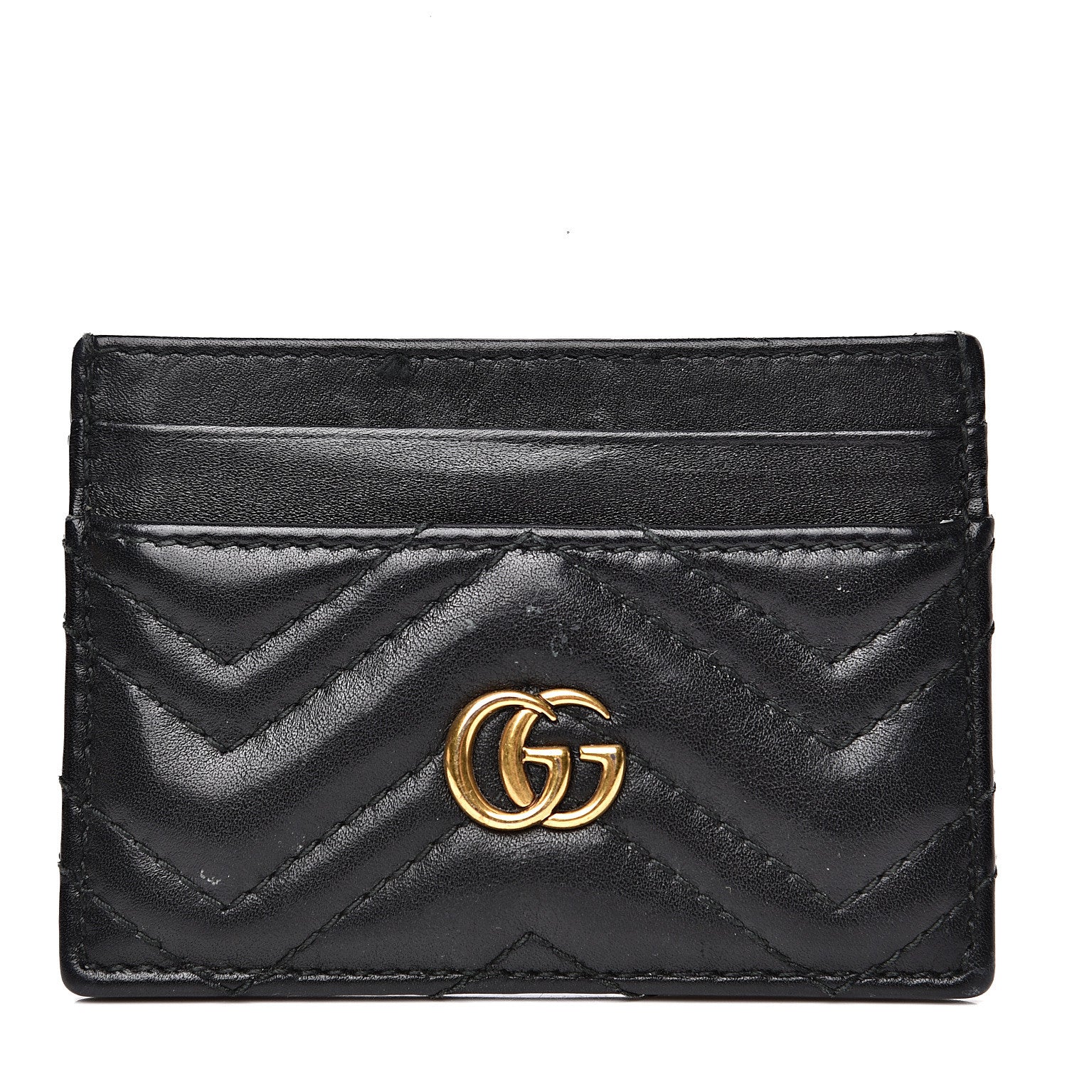 Gucci Calfskin Matelasse GG Marmont Card Holder Black 1 of 10