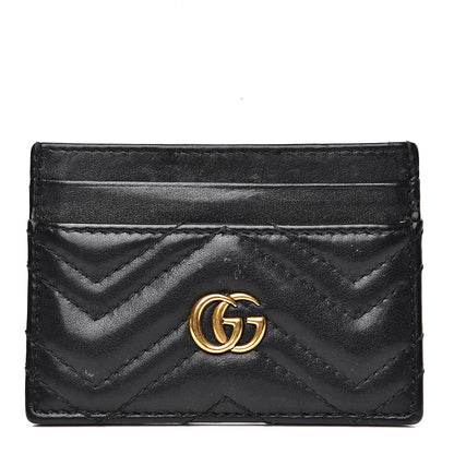 Gucci Calfskin Matelasse GG Marmont Card Holder Black 1 of 10