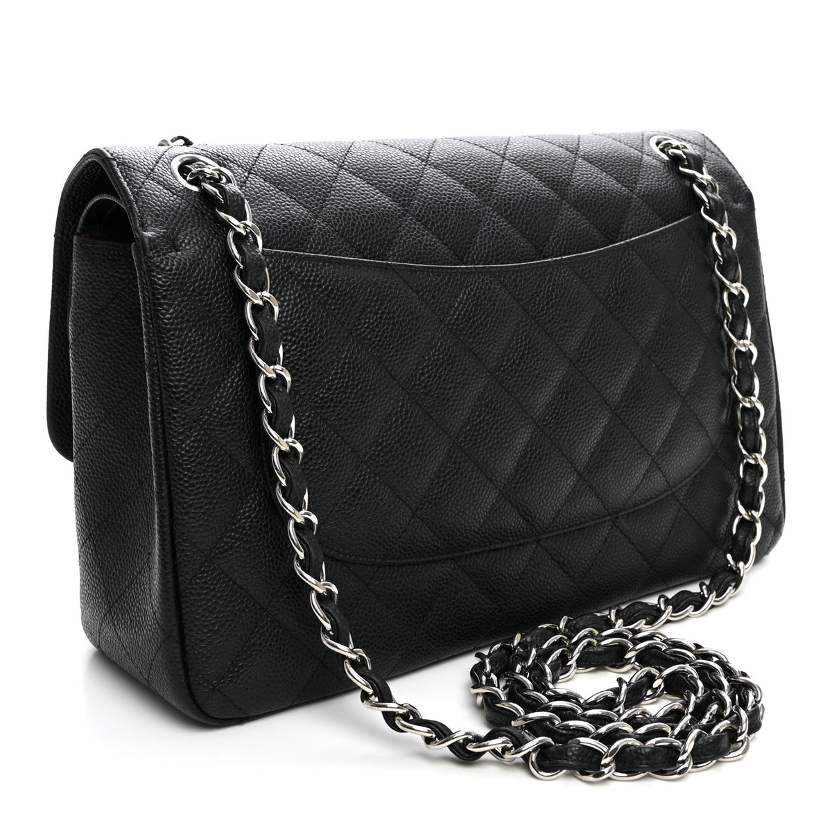 Caviar Quilted Jumbo Double Flap Black