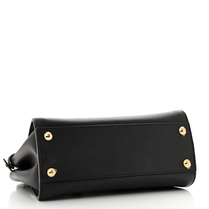 Fendi Vitello Seta Nabuk Pequin Mini Peekaboo Iconic Satchel Ebano Tobacco Moro 4 of 14